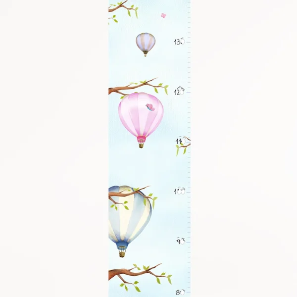 מקטע ממד גובה לילדים, בעיצוב כדורים פורחים, עם ספרות שמעוצבות כעיניים