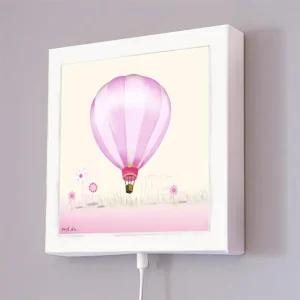 מנורת לילה לילדים כדור פורח ורוד ברקע שמנת ורוד