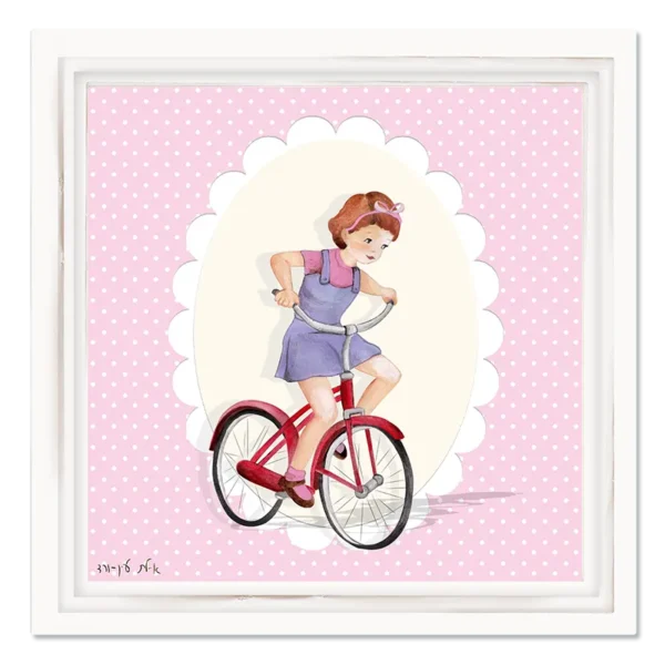 תמונת קנבס נערה על אופניים וינטאג'