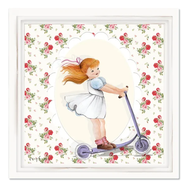 תמונת קנבס נערה על קורקינט וינטאג