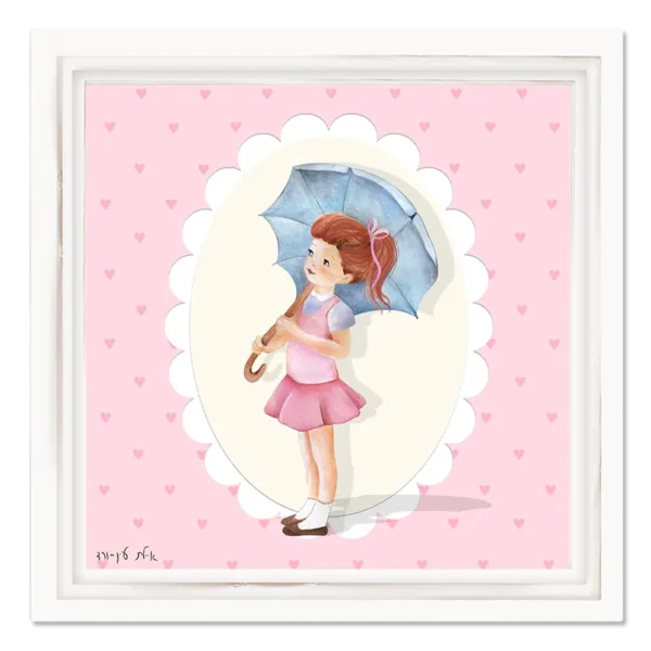 תמונת קנבס נערה עם מטריה וינטאג'