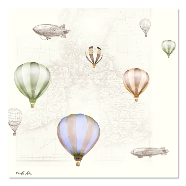 תמונת קנבס כדורים פורחים וינטג' על רקע מפת עולם במראה ישן